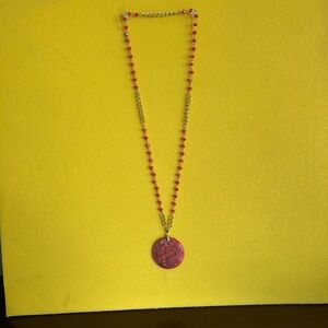 Vibrant Red and Gold Pendant Necklace